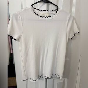 Cyrus White Top with Black Scallop Trim